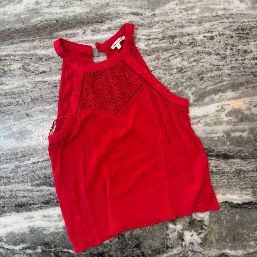 Red sleeveless halter top size XS